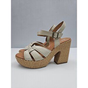 Korks Kork Ease Dee Sandal Womens 11 Off White Basketweave Platform Chunky NEW